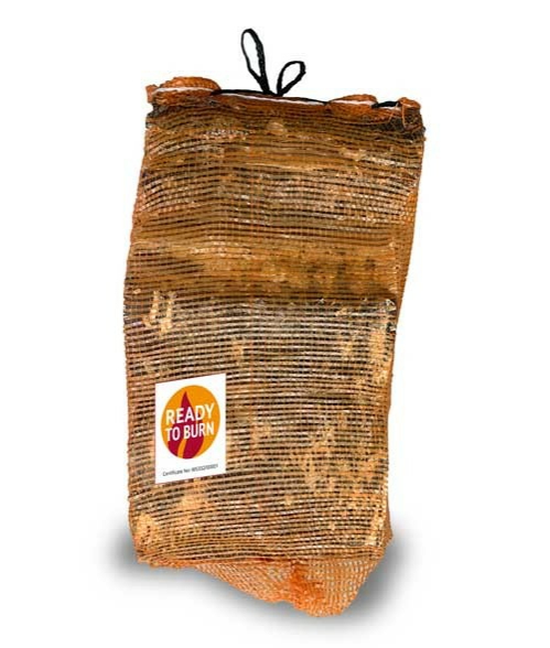 Kiln Dried Hardwood Birch Logs in a Netted Sack